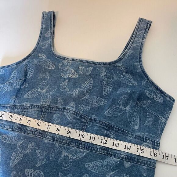 90s Y2K Butterly Denim Mini Dress Size Large - Picture 7 of 7
